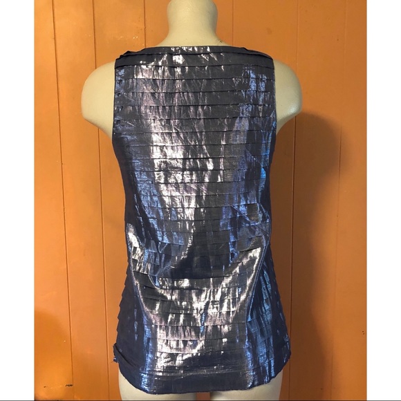J.CREW Metallic Pleated Tiered Tank 0 - Picture 3 of 11